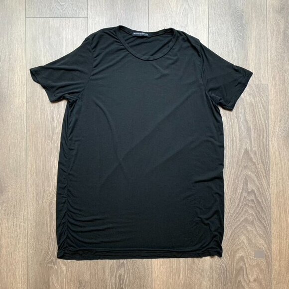 Brandy Melville Casual Basic T-shirt Short Sleeve Slub Gray Black One Size - Picture 7 of 11